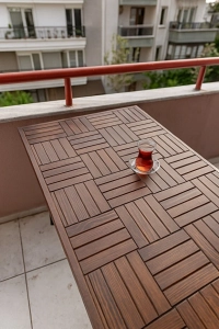 Ahşap Ceviz renk Balkon Bahçe Masası Çay Kahve Mutfak Yemek masası 120 X 60 cm , yükseklik 73 cm